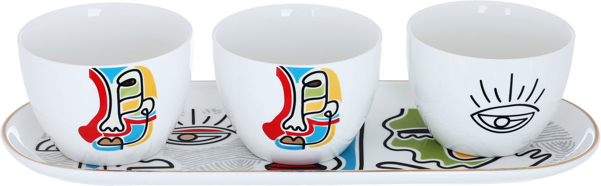 طقم زبادي بورسلان السيف غاليري، 4 قطع، طوفرية - ملون product image