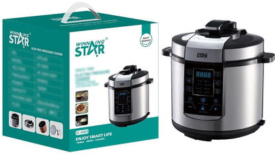 قدر ضغط كهربائي ويننج ستار، 6 لتر، 1000 واط، 14 وظيفة، ST-9303 - فضي اسود product image 10