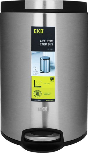 Al Saif Gallery Steel Trash Can, 8 Liters - Silver product image