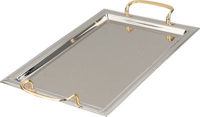 Al Saif Gallery Steel Serving Set, 3 Pieces, Rectangular - Silver Gold product image 2