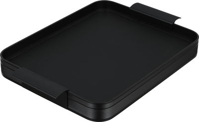 Al Saif Gallery Stainless Steel Serving Tray, 30x24x3.6 cm, Rectangular, Leather, Two Handles - Black product image 2
