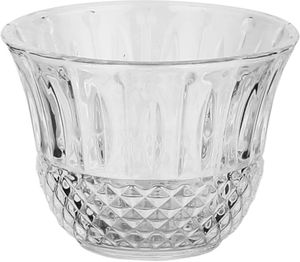 Glass cup and saucer serving set, 18 pieces, stainless steel saucers, 12 cm - clear silver product image 2