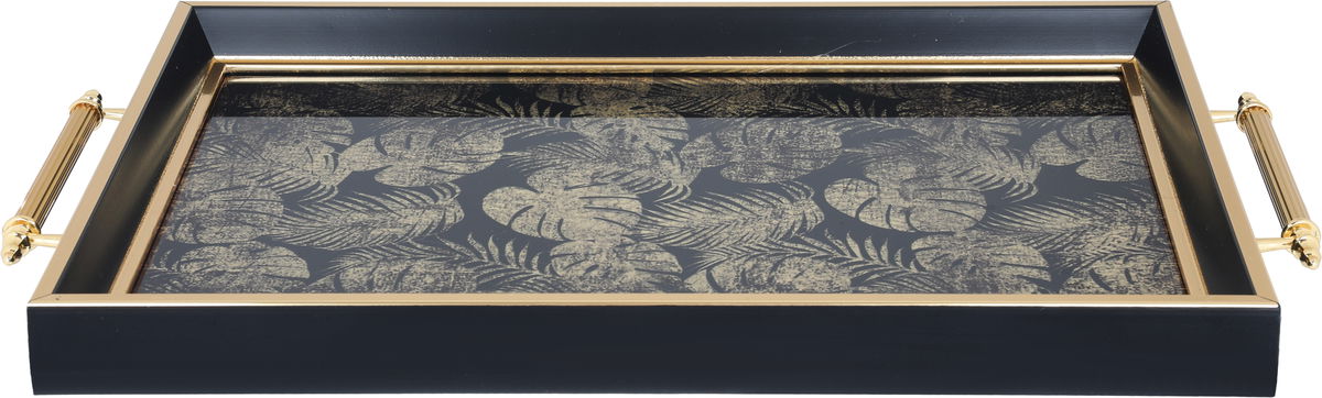 Tofaria Al Saif Gallery Glass, 30 x 47 cm, rectangle, golden wooded pattern, handle - black product image