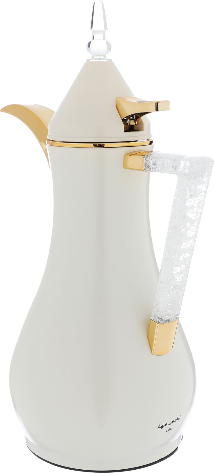 Al Saif Gallery Maha thermos set, two pieces, 1 liter, thermal glass inner shell, steel outer shell - pearl product image 4
