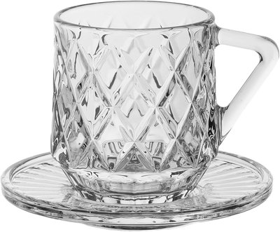 طقم أكواب شاي زجاج السيف غاليري، بصحن، 12 قعطة - شفاف product image 2