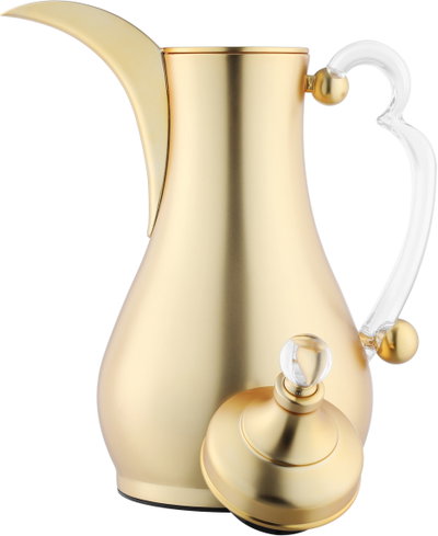 Al Saif Gallery Asalah Thermos Set, 2 pieces, 1/1 liter, glass interior, transparent handle, push-button - gold product image 6