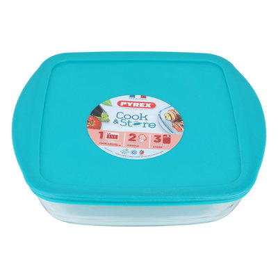 Glass oven tray with Pyrex lid, 25 x 22 cm, square - transparent product image 3