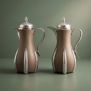 Al Saif Gallery Sana thermos set, 1 liter, thermal glass inner container, steel outer shell - brown product image