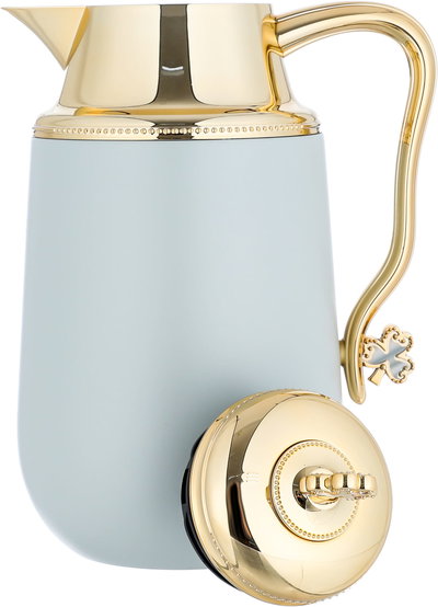 Al Saif Gallery Fatima thermos set, 1/0.7 liter, 2 pieces, thermal glass inner container, steel outer shell - light gray product image 7