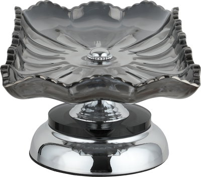 Al Saif Gallery Stadt Stainless Steel Glass Serving Stand, Round, Silver Base, 30X17X12 Cm - Silver Black product image 3