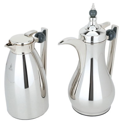 Al Saif Gallery Alaa thermos set, 1 liter, marble handle, thermal glass inner case, steel outer case - silver product image 3