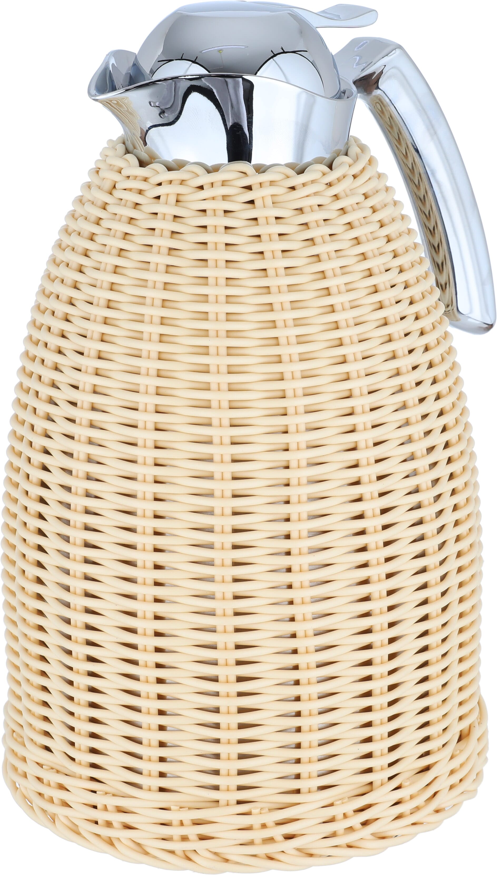Timeless rattan thermos, 1.5 liters, silver handle, thermal glass inner container, plastic outer shell - silver beige product image 4