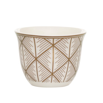 Al Saif Gallery porcelain Arabic coffee cups set, 12 pieces, embossed with gold - white product image 3