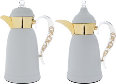 Al Saif Gallery Qamar thermos set, 1 liter, thermal glass inner container, steel outer shell - light gray product image 2