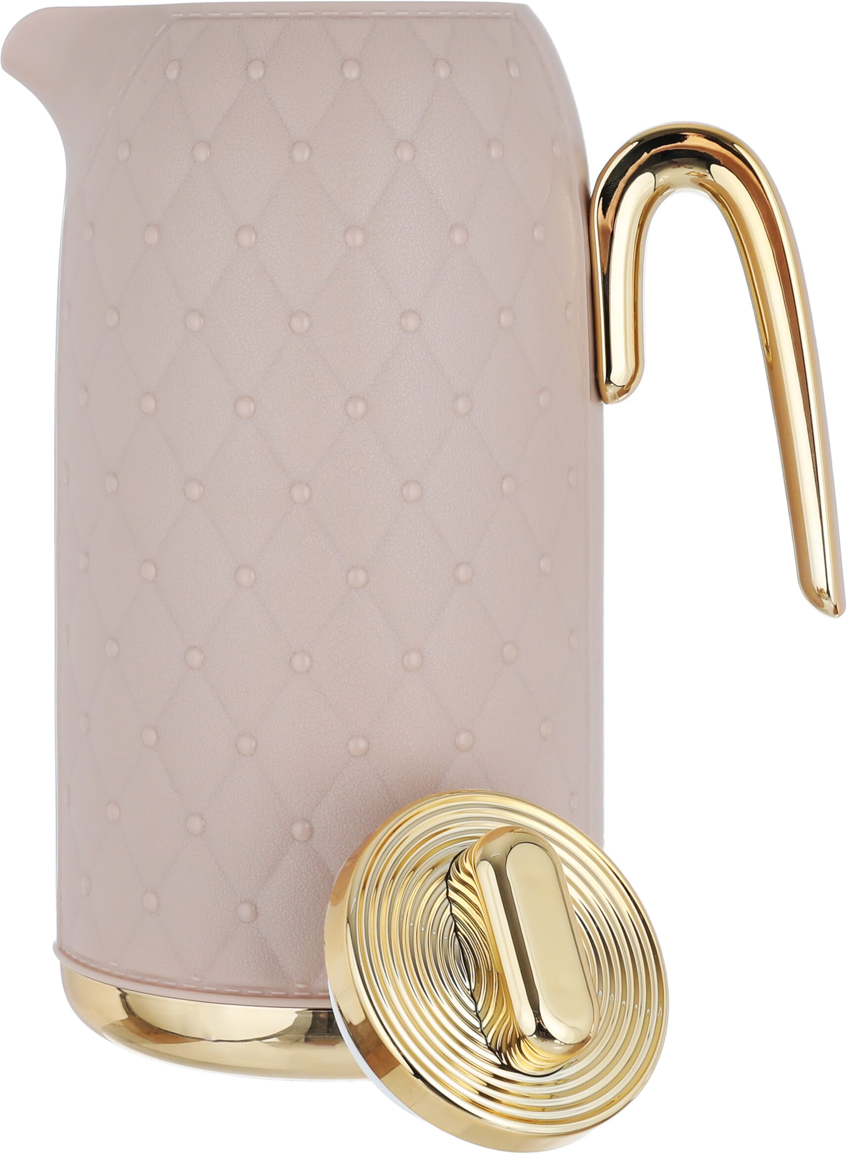 Timeless rattan thermos, 1 liter, golden handle, thermal glass inner container, plastic outer shell - light brown product image 4