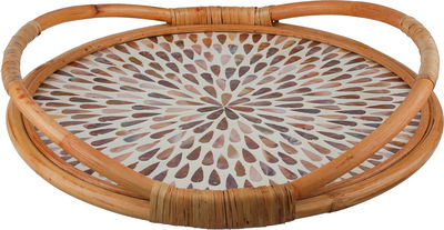 Al Saif Gallery Wicker Tray, 43x43x9 cm - Beige Brown product image 1