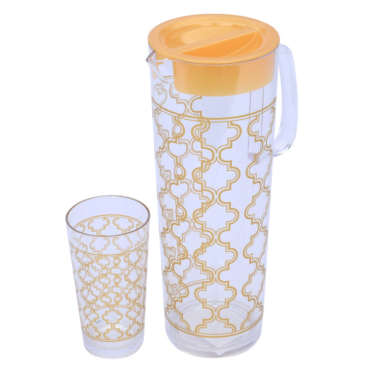 Geek with Al Saif Gallery acrylic cups, 1.5 liters / 400 ml, gold embossed, 5 pieces - clear product image 3