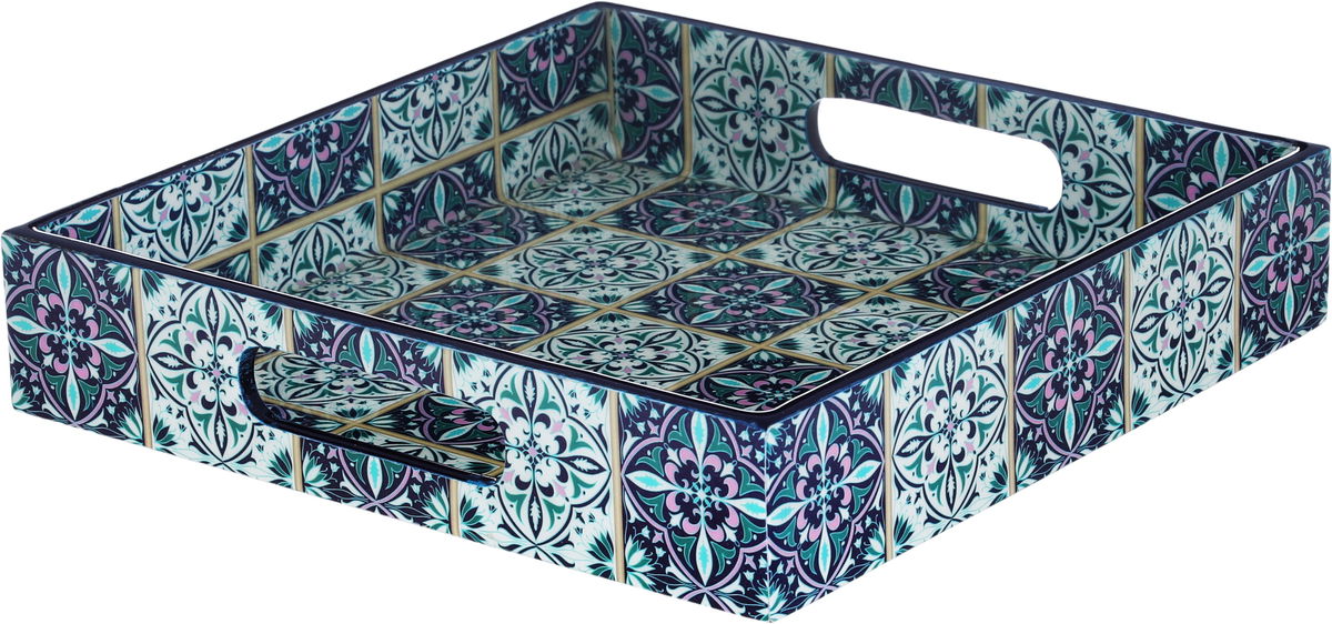 Saif Gallery wood serving tofir, 10 x 10 x 2 cm - blue product image