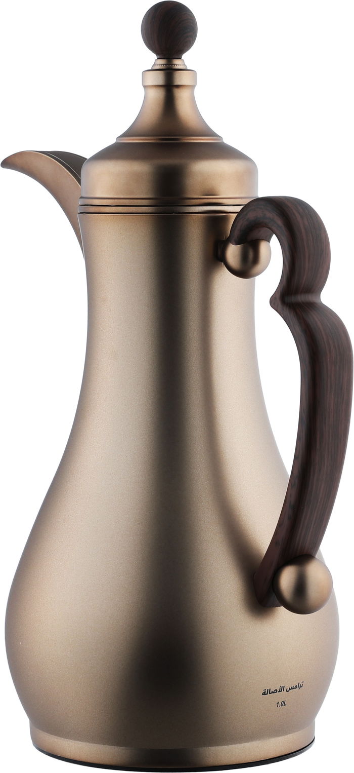Al Saif Gallery Al Asalah Thermos Set, 1 + 1 Liter, 2 Pieces, Inner Glass Case, Stainless Steel Outer Body - Dark Bronze product image 4