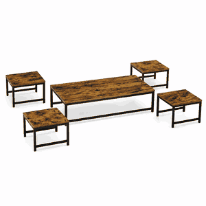 طقم طاولات خشب MDF و معدن، 5 قطع - بنى product image 2