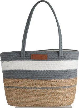 شنطة ترامس خوص السيف غاليري، 45x30 سم - بيج ابيض رمادي غامق product image