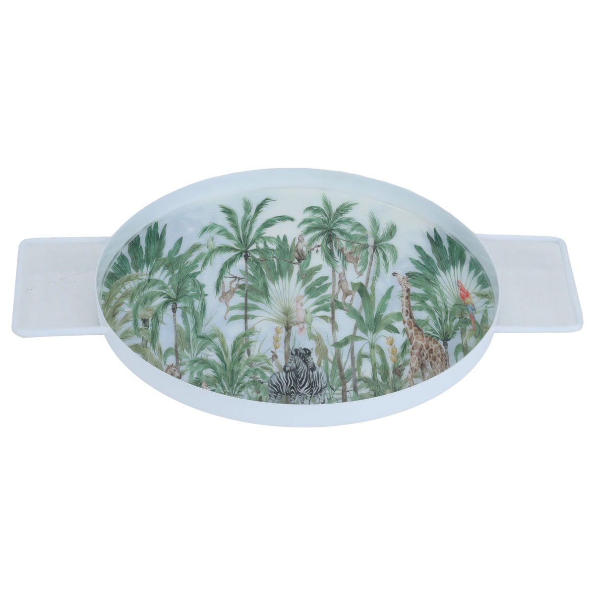 Tofariya Al Saif Gallery porcelain dessert serving tray, round, with two hands, 30.5 x 21 x 1 cm - green product image 2