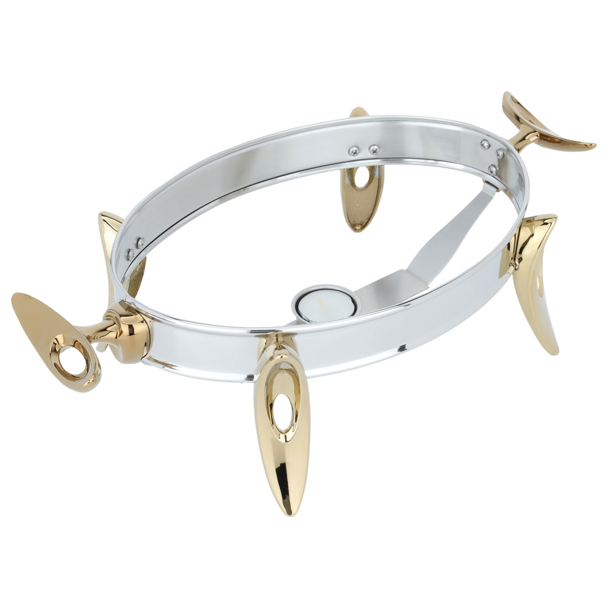 Al Saif Gallery steel buffet heater with gold legs, 2.2 litres, oval - silver product image 2