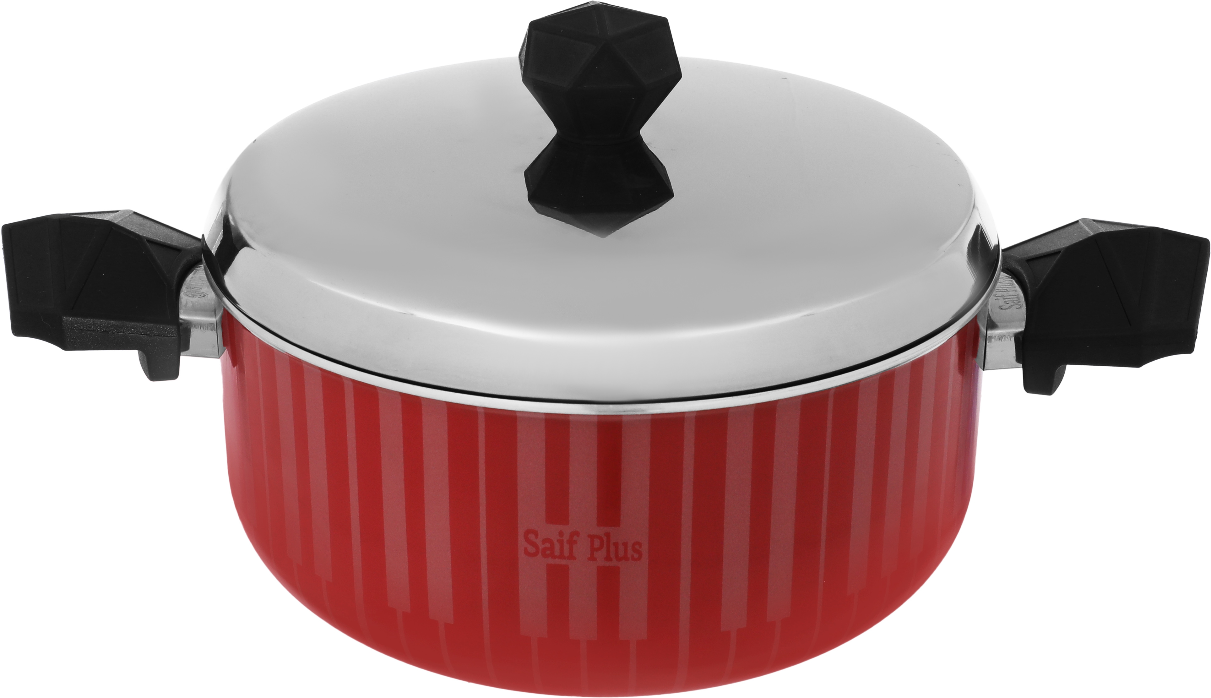 Al Saif Plus Teflon Pot With Stainless Steel Lid, 30 Cm - Red product image