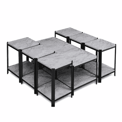 طقم طاولات خشب MDF و معدن، 7 قطع - رمادى اسود product image 3