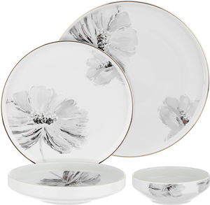 Alsaif gallery Porcelain Dinner Set, 24 Pieces, Round Shape with Floral Pattern - White and Blue product image