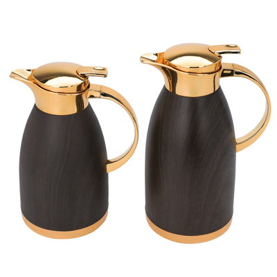 Al Saif Gallery Al-Andalus thermos set, 1.5 / 2 liters, 2 pieces, stainless steel inner shell, stainless steel outer shell - golden brown product image 4