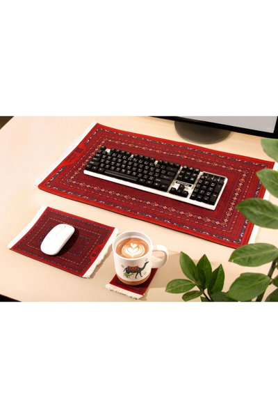 طقم ماوس باد وكيبورد على شكل سجاد مطاط سجادتي، 3 قطع، نقشة سدو - متعدد الالوان product image 3
