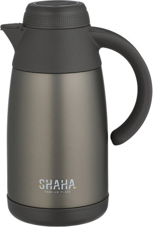 ترمس شاها، حافظة داخلية ستانلس استيل، 0.8 لتر، خدمة ذاتية، ضغاط - رمادي غامق product image 2