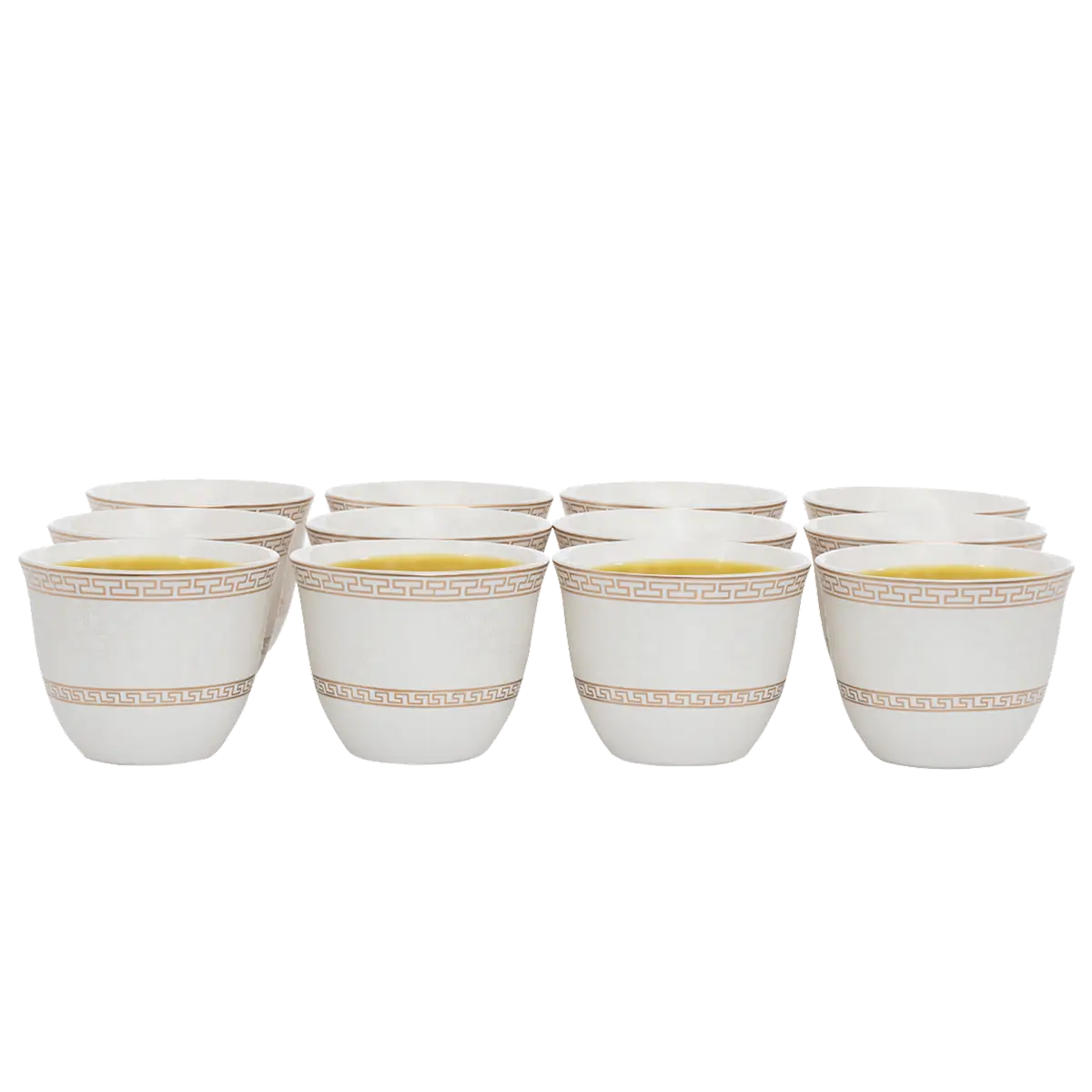 طقم فناجين قهوة عربي بورسلان السيف غاليري، 12 قطعة، 90 مل، نقش إسلامي ذهبي - أبيض product image 1