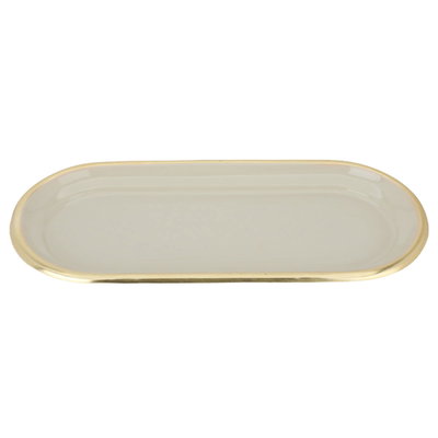 صحن تقديم حلا استيل السيف غاليري، 32x14.5x1.6 سم - ابيض ذهبي product image 1