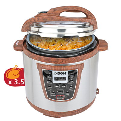 قدر ضغط كهربائي إديسون، وعاء داخلي جرانيت، 1600 واط، 10 لتر، 10 وظائف طبخ، GT1009-w - خشبي product image 3