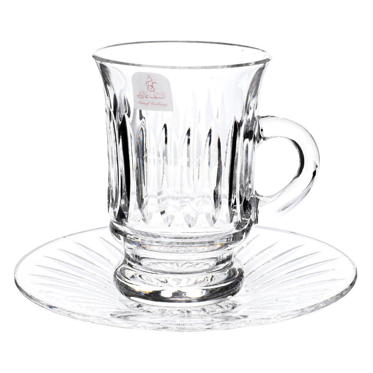 طقم تقديم بيالات فناجين مع الصحن كريستال السيف غاليري، 18 قطعة - شفاف product image 1