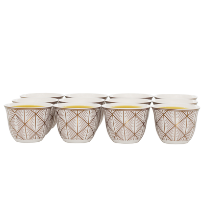 Al Saif Gallery porcelain Arabic coffee cups set, 12 pieces, embossed with gold - white product image 1