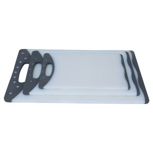 طقم ألواح تقطيع بلاستيك السيف غاليري، مستطيل، بحافة أسود، 3 قطع - أبيض product image 2