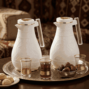 طقم ترامس كرم السيف غاليري، 1 / 0.65 لتر، نقش إسلامي، حافظة داخلية زجاج حراري - أبيض product image 2