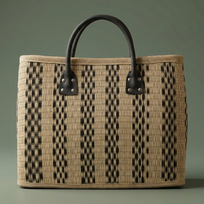 Al Saif Gallery Wicker Thermos Bag, 40x8x30 cm, Square - Beige Black product image 1