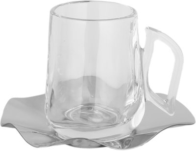 طقم تقديم بيالات وفناجين زجاج السيف غاليري، صحون أستيل، 18 قطعة - شفاف product image 2
