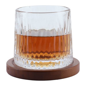 Al Saif Gallery glass cup, 250 ml, wood base - transparent product image