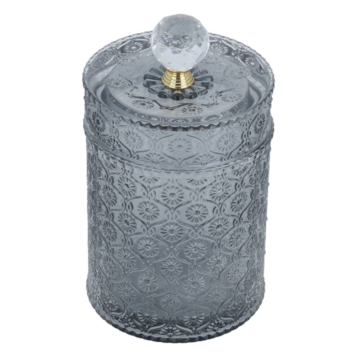 Al Saif Gallery Glass Cup, 10.5 x 10.5 x 19 cm, with Lid - Gray product image 1