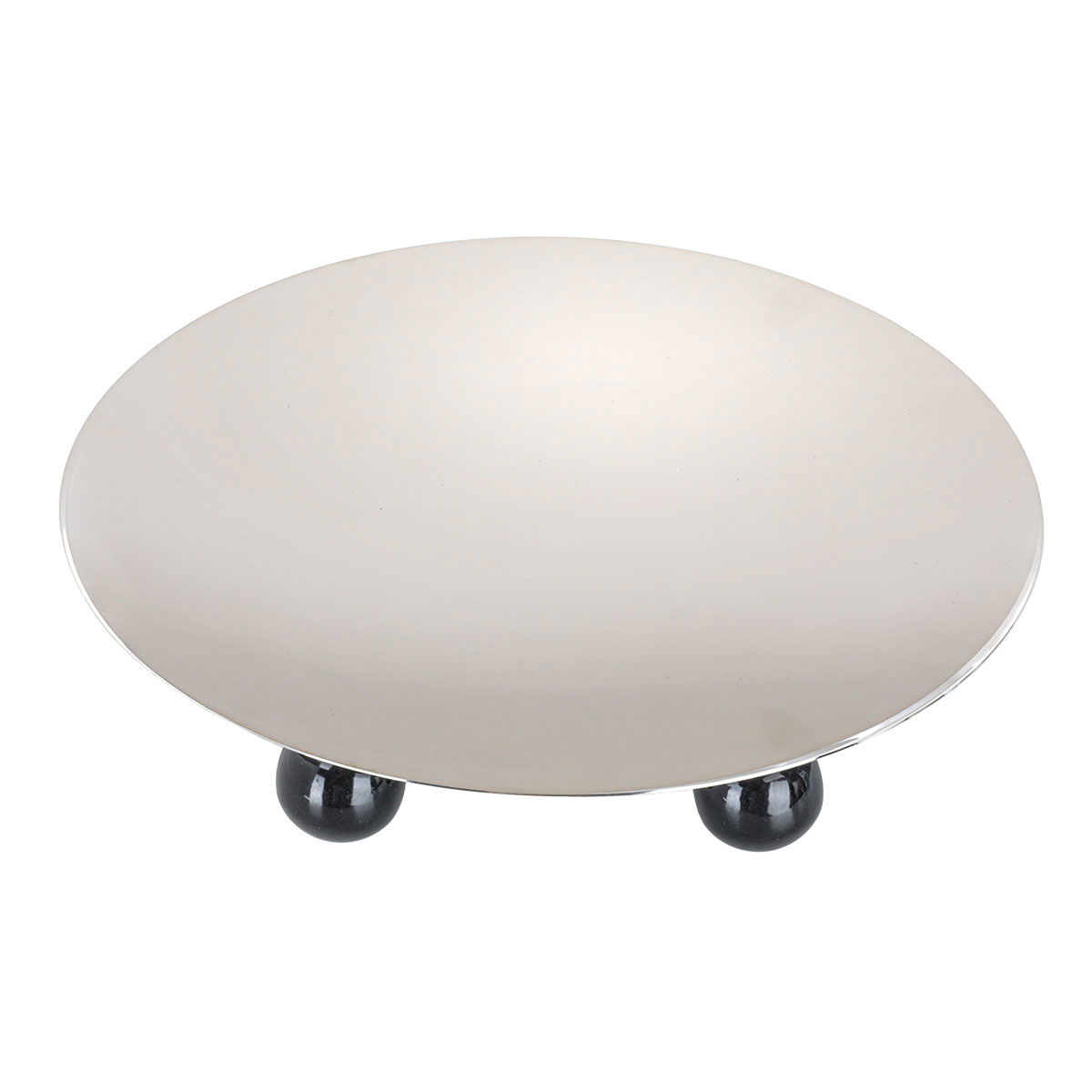 Al Saif Gallery Black Steel Serving Stand with Ball Legs, 30 x 30 x 6.7 cm, Round - Silver product image 2