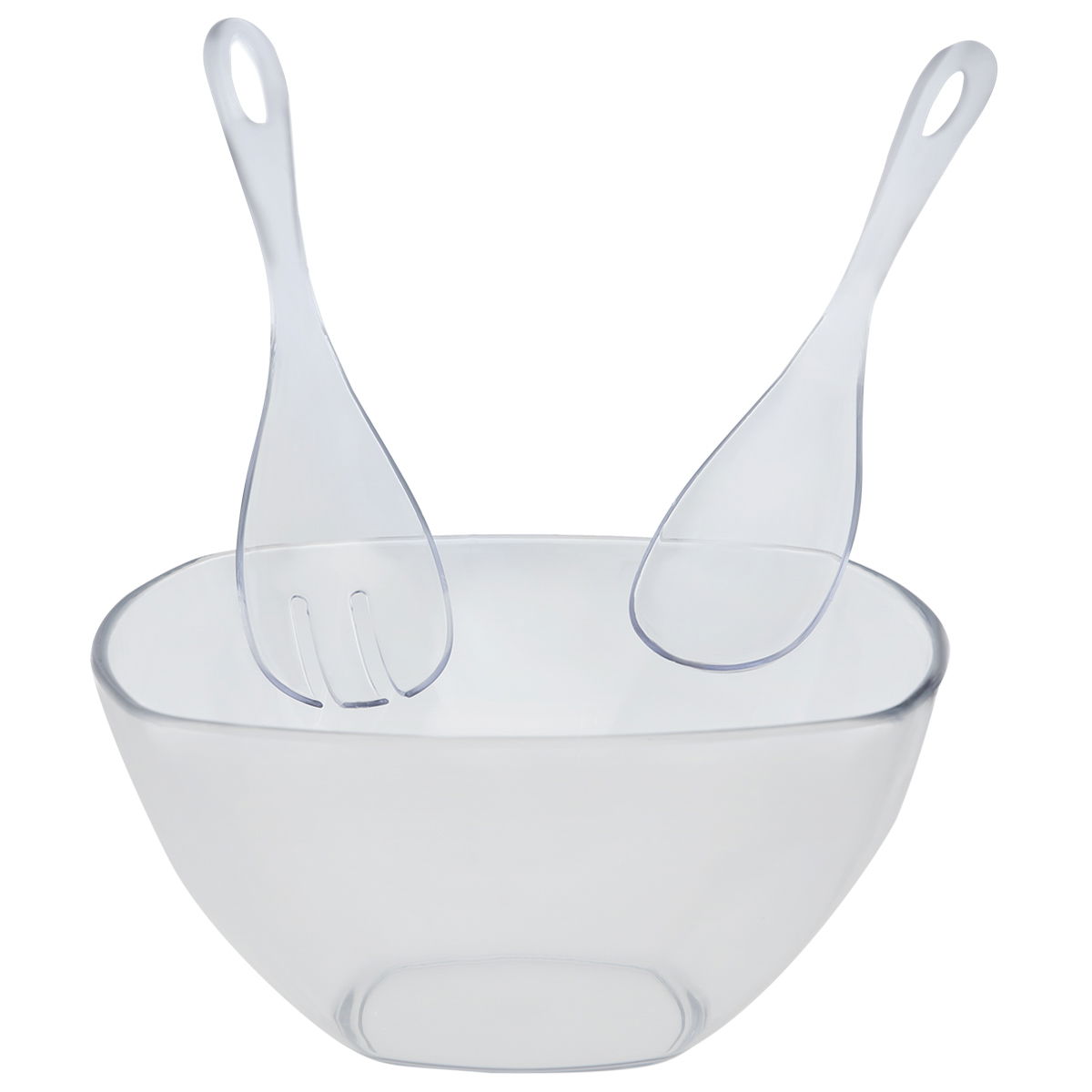 Al Saif Gallery acrylic salad bowl, 3 pieces, with spoons - transparent product image 1