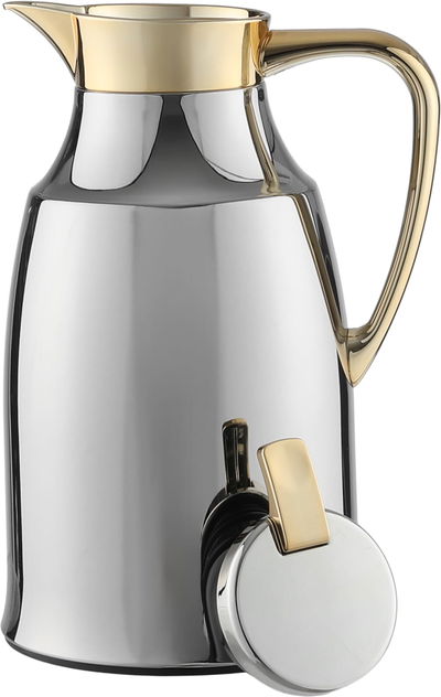 ترمس الدرعية السيف غاليري، 1.3 لتر، حافظة داخلية زجاج حراري، هيكل خارجي استيل - فضي ذهبي product image 4