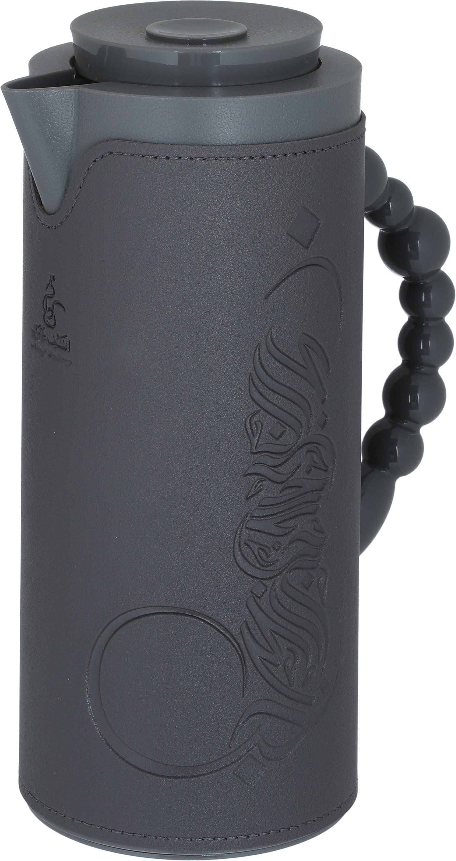 Al Saif Gallery Royal 7 glass thermos, 1 liter, with leather cover, glass inner shell, plastic outer shell - dark gray product image 3