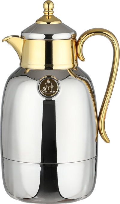 Lalooza Bran Thermos Set, 0.7/1 Liter, Glass Interior, Push-Button Lid - Shiny Silver Gold product image 3