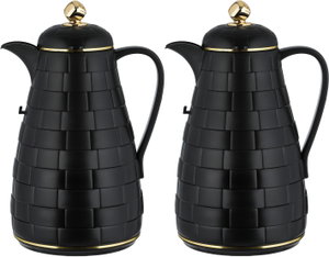 طقم ترامس لالوزا، 1 / 1 لتر، 2 قطعة، حافظة داخلية زجاج، غطاء ضغاط - اسود ذهبي product image 2